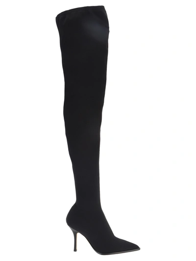 Shop Paris Texas Mama Over The Knee Boot Stretch In Black