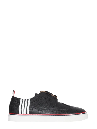 Shop Thom Browne Leather Sneakers In Nero