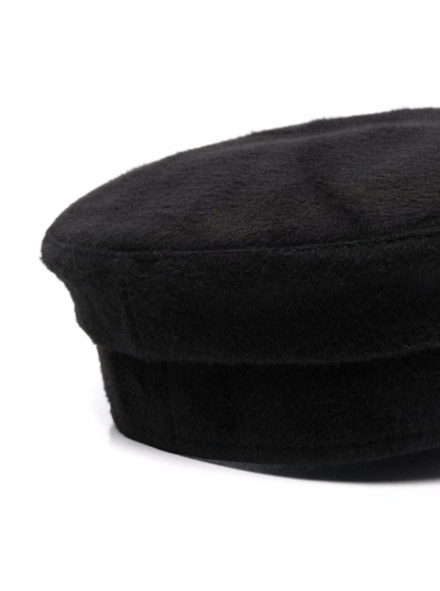 Shop Ruslan Baginskiy Black Wool Baker Boy Hat With Logo