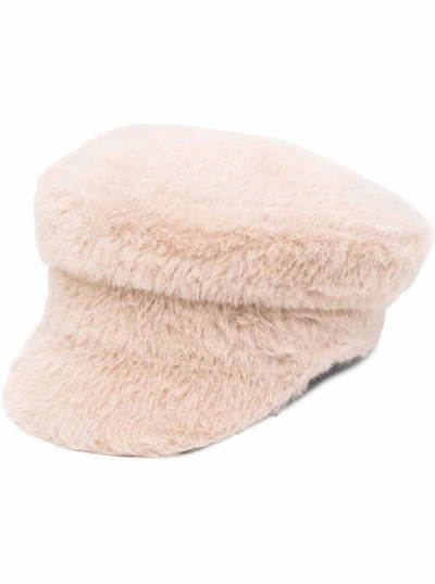 Shop Ruslan Baginskiy Baker Boy Hat In Beige Ecological Fur