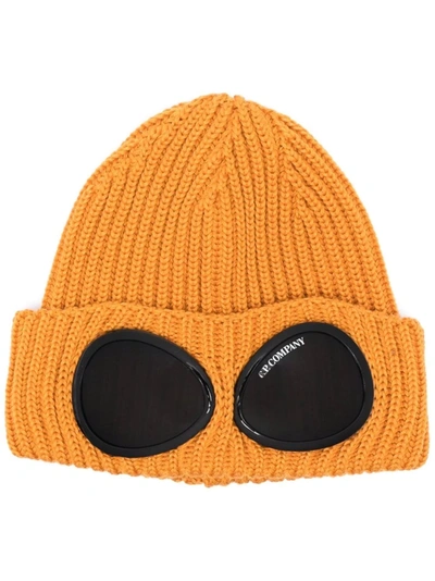 Shop C.p. Company Goggle Ribbed-knit Beanie In Gelb