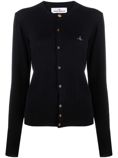 Shop Vivienne Westwood Embroidered-orb Cardigan In Schwarz