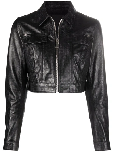 Shop Givenchy 4g Motif Cropped Jacket In Schwarz