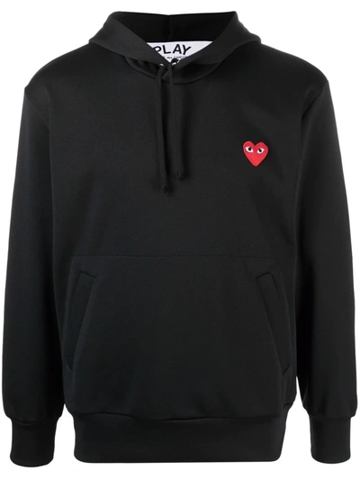 Shop Comme Des Garçons Play Heart-print Pullover Hoodie In Schwarz