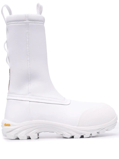 Heron Preston White Leather Security Sock Boots | ModeSens