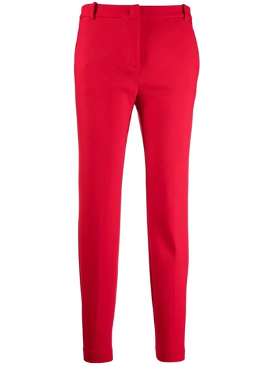 Shop Pinko Cropped Slim-fit Trousers In Rot