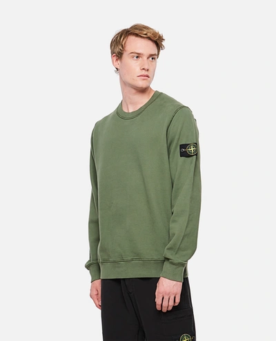 Shop Stone Island Crewneck Cotton Sweatshirt In Green