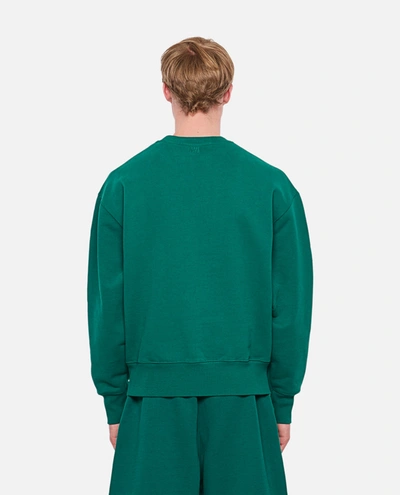 Shop Ami Alexandre Mattiussi Ami Paris Heart Logo Cotton Jersey Sweatshirt In Green