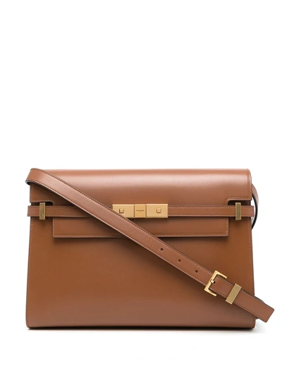 Shop Saint Laurent Manhattan Shoulder Bag In Brown