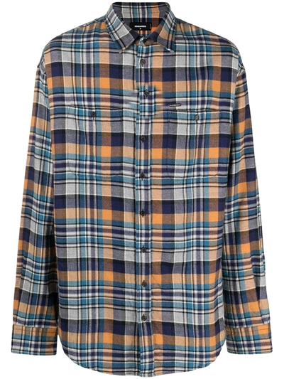 Shop Dsquared2 Check Print Shirt In Blue