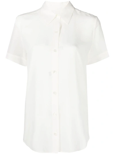 Shop Equipment Short-sleeved Silk Shirt In White