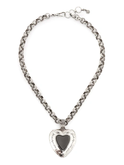 Shop Alexander Mcqueen Heart Pendant Necklace In Silver