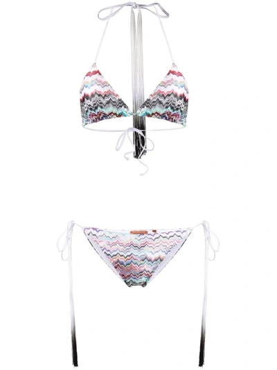 Shop Missoni Zigzag-pattern Tasselled Bikini In White