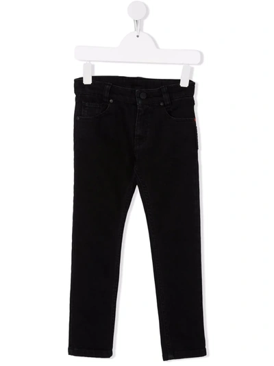 Shop Givenchy Embroidered Logo Jeans In Black