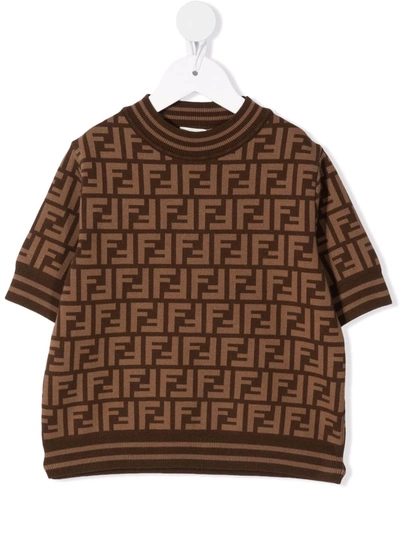 Shop Fendi Zucca-print T-shirt In Brown