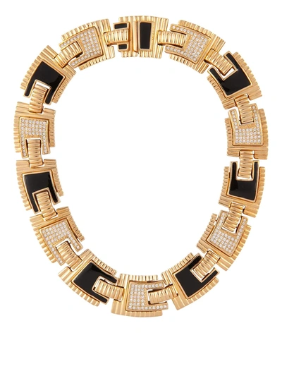 Pre-owned Dior 1980s  Crystal-embellished Necklace In Gold