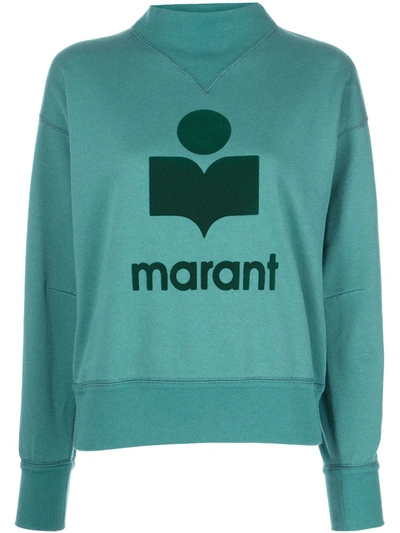 Shop Isabel Marant Étoile Flocked-logo Mock-neck Sweatshirt In Green