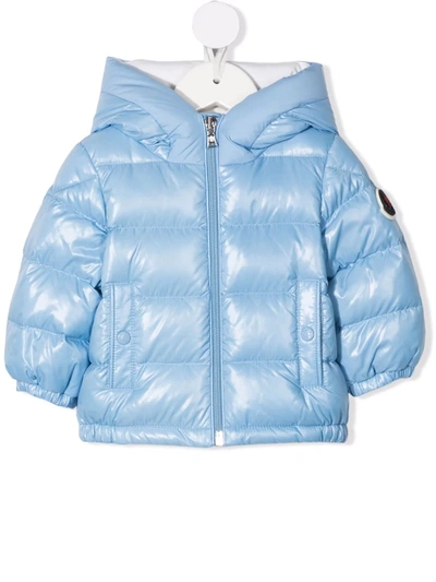Moncler Babies' Feather-down Hooded Puffer Jacket In Blue | ModeSens