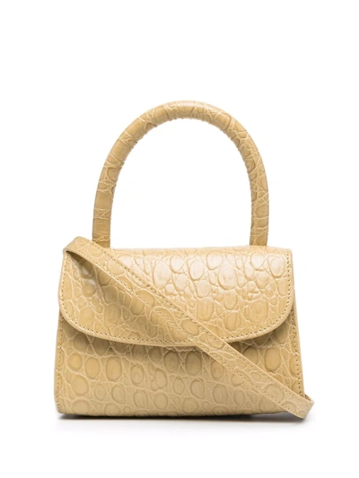 Shop By Far Mini Crocodile-effect Tote Bag In Neutrals