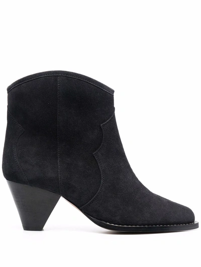 Shop Isabel Marant Étoile Mid-heel Suede Ankle-boots In Black