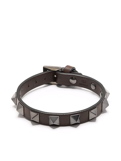 Shop Valentino Rockstud-embellished Bracelet In Brown
