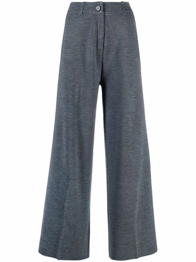 Shop Twinset Wide-leg Knitted Trousers In Grey