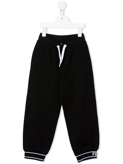 Shop Fendi Logo-cuff Track Pants In Black