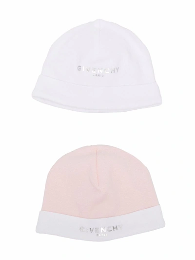 Shop Givenchy Logo-print Beanie Set Of 2 In Pink