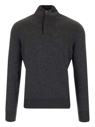 Shop Ermenegildo Zegna Button Cashmere Sweater In Grey