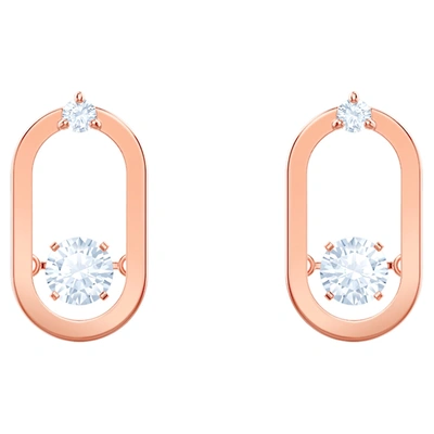 Shop Swarovski Sparkling Dance Pierced Earrings In Gold Tone,pink,rose Gold Tone,white