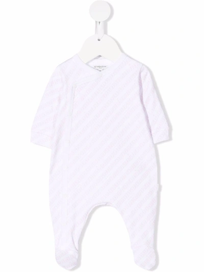 Shop Givenchy Logo-print Cotton Babygrow In White