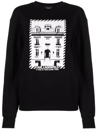 Shop Karl Lagerfeld K/maison-print Rib-trimmed Sweatshirt In Black
