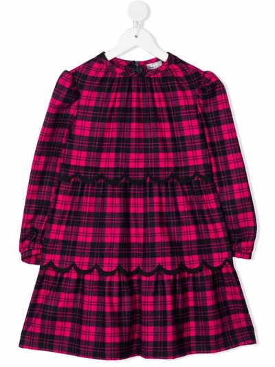 Shop Il Gufo Tartan Check Print Dress In Pink