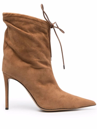 Shop Alexandre Vauthier Pointed Lace-up Boots In Neutrals