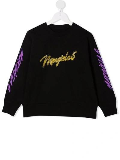 Shop Mm6 Maison Margiela Logo-print Cotton Sweatshirt In Black