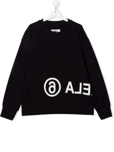 Mm6 Maison Margiela Teen Logo-print Cotton Sweatshirt In Black