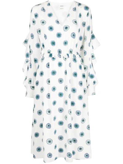 Shop Jason Wu Floral-print Silk Midi Dress In Weiss