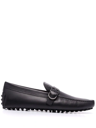 Shop Tod's Buckle-detail Leather Loafers In Schwarz