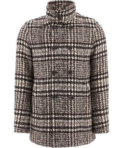 Shop Herno Tweed Coat In Grey