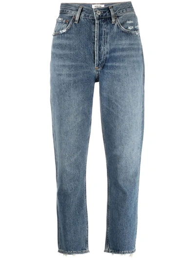 Shop Agolde Riley High-rise Straight Jeans In Blau