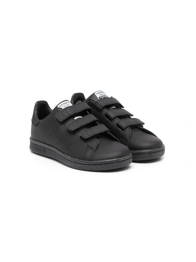 Shop Adidas Originals Stan Smith Touch-strap Sneakers In 黑色