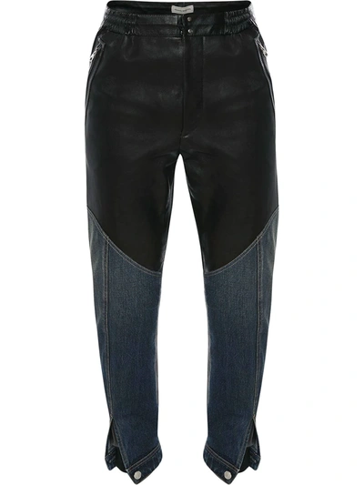 Shop Alexander Mcqueen Two-tone Slim-fit Trousers In Black