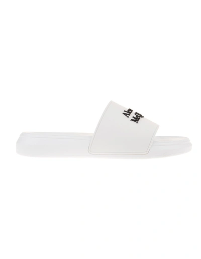 Shop Alexander Mcqueen Man White And Black  Slippers In White/black