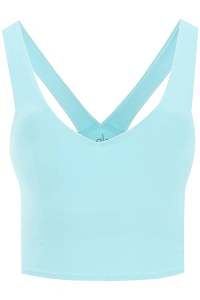 Alo Yoga Real Stretch-jersey Sports Bra In Blue Quartz (light Blue)