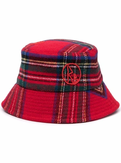 Shop Ruslan Baginskiy Tartan Wool Bucket Hat In Red