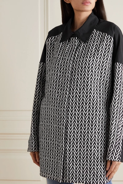 Shop Valentino Bouclé-tweed And Cotton-gabardine Jacket In Black