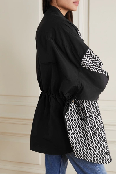 Shop Valentino Bouclé-tweed And Cotton-gabardine Jacket In Black
