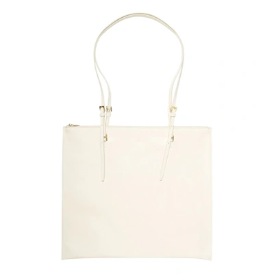 Shop Jil Sander White Leather Tote Bag In Neutrals