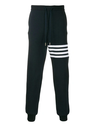 Shop Thom Browne Waffle Ribbed Jogger Pants, In Blue