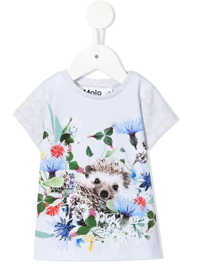 Shop Molo Floral-print Organic-cotton T-shirt In Grey